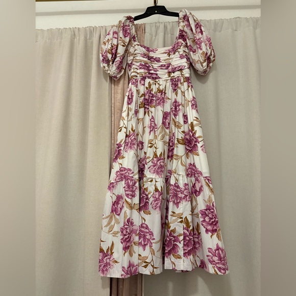 Abercrombie & Fitch Floral Puff Sleeve Midi Dress XS - Picture 4 of 8